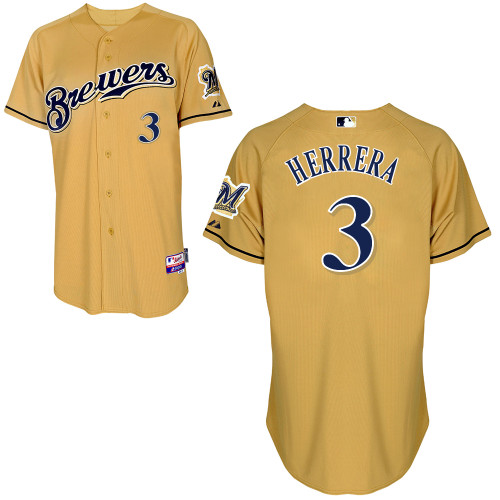 Elian Herrera #3 Youth Baseball Jersey-Milwaukee Brewers Authentic Gold MLB Jersey